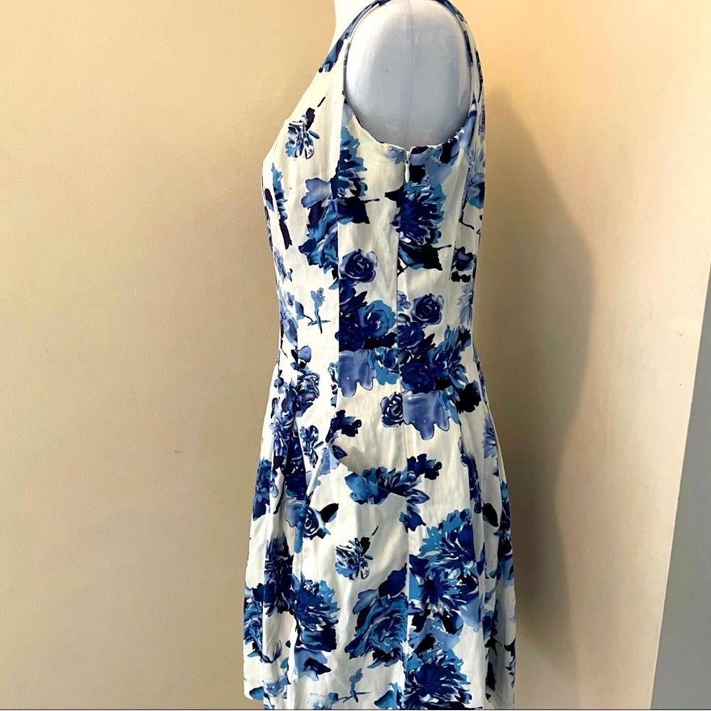 Ralph Lauren Blue & White Floral Mini Dress | Size 2 | Pockets | Classic Fit